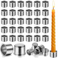 Sliner 100 Pack 0.87'' Silver Metal Candle Holders with Round Flat Base by Sliner