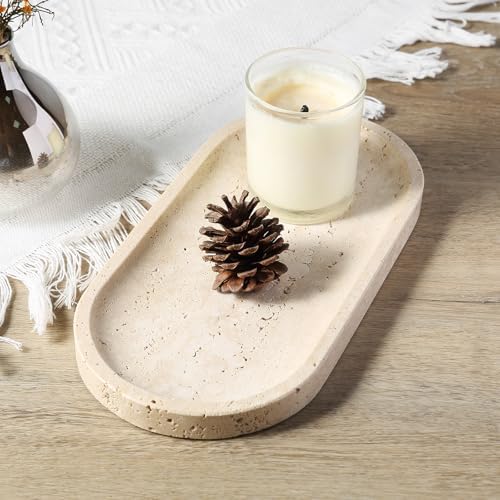 Koville Natural Marble Tray for Bathroom Counter, 10" x 5" Travertine Marble Storage Trays for Perfume, Cosmetics, Jewelry, Vanity Tray Stone Trays for Home, Decorative Tray for Dresser Organizer - Image 6