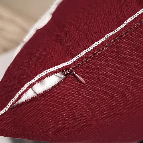 MIULEE Christmas Throw Pillow Covers Burgundy Decorative Snowflake 16x16 - Image 3