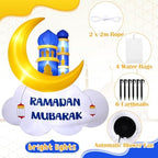 Gemscream 5.9FT Ramadan Inflatable Outdoor Decorations Moon Eid Mubarak Inflatables Blow up Muslim Holy Celebration Decor with LED Lights Muslim Islamic Blow up for Holidays Yard(Blue Stylish) - Image 2