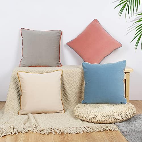 Velvet Throw Pillow Covers 20x20 Inch Set of 4 Decorative Velour Pillowcases Modern Double-Colored Cushion Covers for Sofa Couch, Cold - Image 5