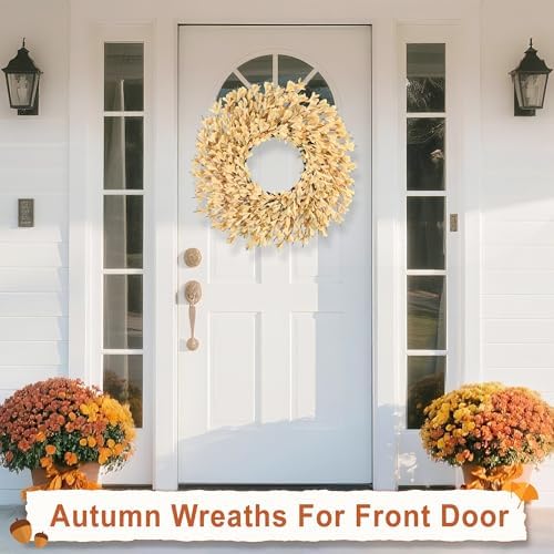 26 Inch Fall Wreaths for Front Door Large Full Autumn Wreath Outdoor Decor - Image 4