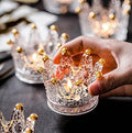 Vixdonos Votive Candle Holders Set of 6 Crown Glass Tealight Candle Holder for Wedding, Party and Home Decor (Gold Tips) by Vixdonos