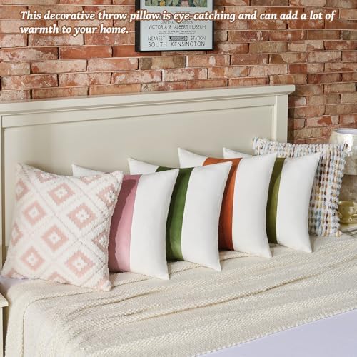 AmHoo Set of 2 Boho Chenille Pillow Cover Decorative Tufted Pillowcase for Couch Bed Sofa Bedroom Living Room Modern 12 x 20-Inch Brown White - Image 6