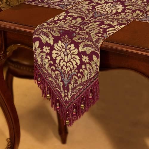Loom and Mill Luxury Jacquard Damask Table Runner 13x72 inch, Burgundy Red - Image 7