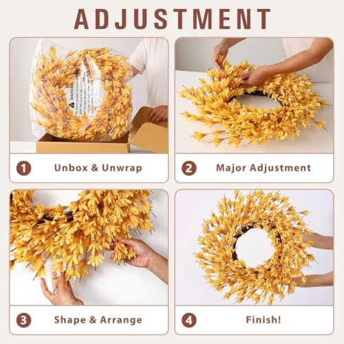 24" Artificial Forsythia Flower Fall Wreath for Front Door Decor (Orange) - Image 5