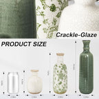Ceramic Vase Set, 3Pcs Flower Vases for Modern Boho Farmhouse Decor, Decorative Vases for Pampas Grass & Dried Flowers, Distressed Finish - Image 3