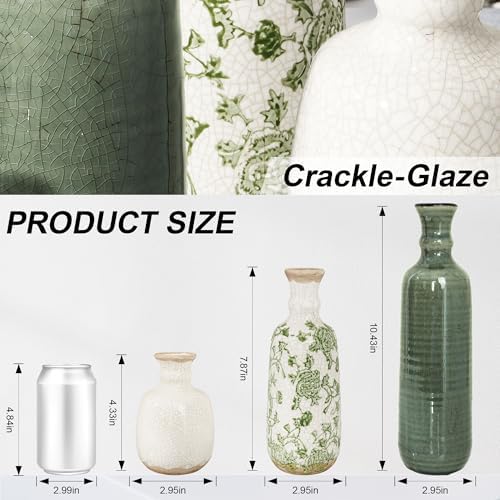 Ceramic Vase Set, 3Pcs Flower Vases for Modern Boho Farmhouse Decor, Decorative Vases for Pampas Grass & Dried Flowers, Distressed Finish - Image 3