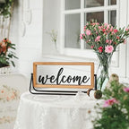 NIKKY HOME Wooden Welcome Sign, Rustic Table Signs Freestanding Word Sign - Image 6