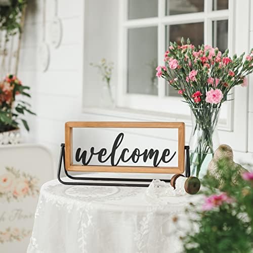 NIKKY HOME Wooden Welcome Sign, Rustic Table Signs Freestanding Word Sign - Image 6