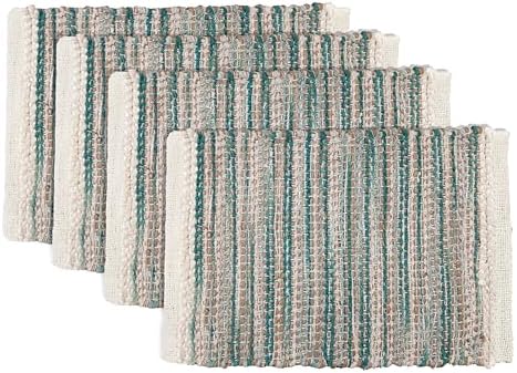 Hausattire Woven Jute Placemats, Teal, Set of 4 by Hausattire