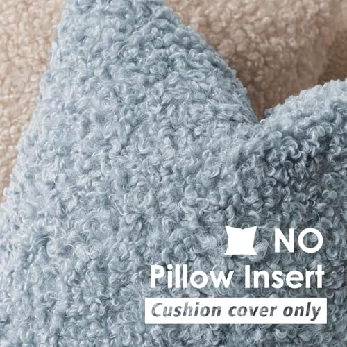 Foindtower Decorative Fuzzy Faux Fur Throw Pillow Covers 26x26 Misty Blue - Image 3