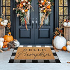 Tinideya 2 Pcs Hello Pumpkin Fall Layered Doormat Set, Farmhouse Front Mat - Image 6