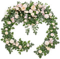 Ling's moment Pink Artificial Flower Garland Wedding Arch 9 FT by LingsMoment