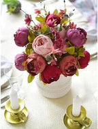 FiveSeasonStuff Mystic Blush Silk Peony & Hydrangea Bouquet with 2 Gold Taper Candle Holders; Vintage-Inspired Artificial Flowers for Weddings & Home Decor - Image 6
