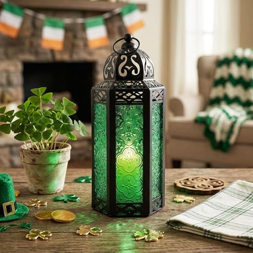 Vela Lanterns Decorative Indoor Moroccan Candle Holder, Green, M, 2-Pack - Image 5