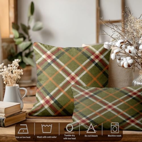 Batmerry Plaid Pillow Covers 12x20 Inch Set of 2, Tartan Wool Tartan Fabric Plaid Britain Clothing Material Scotland Double Sided Decorative Pillows Cases Throw Pillows Covers - Image 3