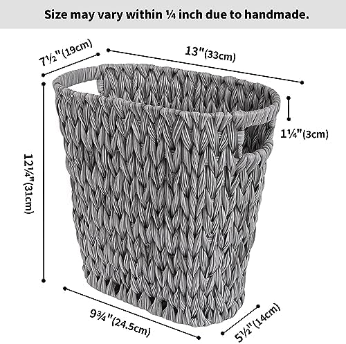 GRANNY SAYS Bathroom Trash Can, Wicker Waste Basket for Bathroom, Gray - Image 4