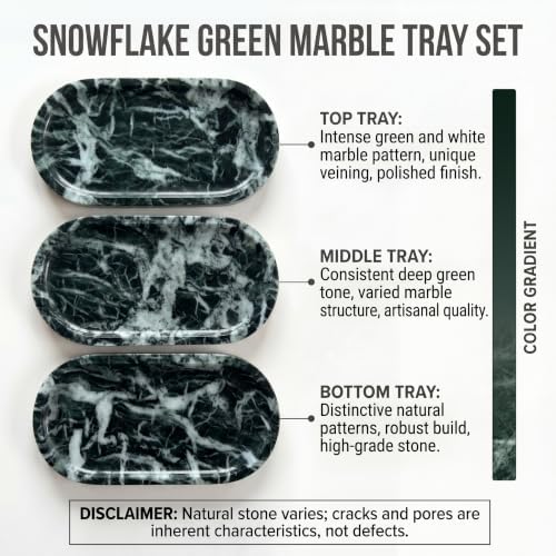 YKAJO Snowflake Green Oval Marble Tray, 11.8x5.9 Vanity Perfume Organizer - Image 4