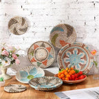 Ziliny Boho Wall Woven Basket Decor Set of 8, Multi Sizes, Colorful - Image 2