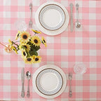 Cupuamon 2 Pack Waterproof Polyester Fabic Rectangle Checkered Tablecloth，60x120 Outdoor Table Cloth，Oil Stain Prevention Table Cloth for Pinics and Parties（Pink and White） - Image 4
