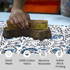 CPC Indigo Blue Block Print Cotton Table Runner 16x90 Inch Long Runner - Image 5