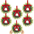 6 Pcs Christmas Deep Red Pine Needle Wreath Bulk Artificial 10 Inch Green Leaves for Front Door Cabinets Wreath Indoor Outdoor Wall Decor Christmas Wall Home Kitchen Decoration by Gosodeny