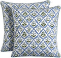 Ridhi Block Print Light Steel Blue Pillow Cover 24" x 24" (Pack of 2) Decorative Couch Pillows for Living Room, Farmhouse Chic Boho Cute Outdoor Pillows Covers Gifts for Spring, Mother's Day by Ridhi