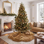Blueweenly Brown Velvet Christmas Tree Skirt 48 in Vintage Tree Skirt - Image 6