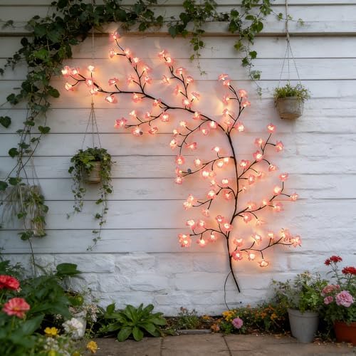 Cherry Blossom Tree Light with USB Powered 96 LED Cherry Blossom Branch Lights for Wall，8 Lighting Mode, Enchanted Willow Vine Lights for Bedroom Outdoor Wedding Party Decoration(75in) - Image 4