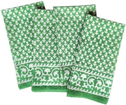 ATOSII Queen Green 100% Cotton Fall Cloth Designer Dinner Napkins, Handblock Print, Washable Durable Linen for Everyday Use Wedding Parties Outdoors Christmas Thanksgiving I 20 X 20 Inches I Set of 4 - Image 2