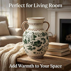 EFISPSS Ceramic Vintage Vase Decorative Spring Decor Chinese Crackle Floral Handle for Dining Room Living Room Green - Image 6