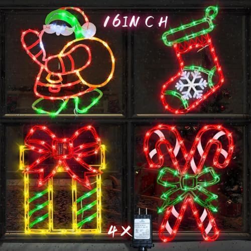 TRWYMZ Christmas Decorations - 16" Christmas Window Silhouette Lights by TRWYMZ