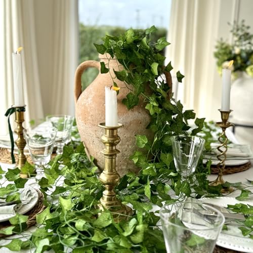 CQURE 240 Pack 1680Ft Artificial Ivy Fake Vines,Ivy Garland Greenery Garland Fake Hanging Plants Vines Aesthetic Green Leaves for Bedroom Wedding Party Garden Wall Room Decor - Image 4