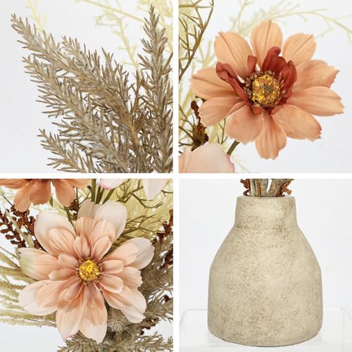 Hollyone Faux Fall Pampas Grass with Vase, Fall Flowers Artificial for Decoration Arrangement Bouquet Plant in Ceramic Vase Fluffy Boho Home Decor Fake Pompass Pompous Grass Floral Autumn Decorations - Image 3