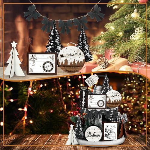 14 Pcs Halloween Tiered Tray Decor Set, Gnome Wood Table Signs (Modern) - Image 5