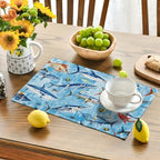 Blue Fish Placemats Set of 6 Fishing Table Mats Ocean Place Mats Decor Imitation Linen Heat Resistant Tablecloth for Dining Decorations Kitchen Party Restaurants 12''x18'' - Image 2