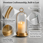 Hurricane Glass Candle Holders, 5"&4" Gold Candle lantern Holders (Include Led Pillar Candles) Hurricane Candle Holder for Adding Vintage Elegance to Home Decor Dining Tables Mantels - Image 4