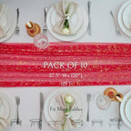 Snowkingdom 10Pcs 10Ft Red Gold Foil Gauze Sheer Table Runner - Image 2