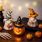 Patelai 3 Pcs Light up Ceramic Ghost Pumpkin Figurines Halloween Decoration by Patelai