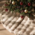 Christmas Tree Skirt 60 Inch, Light Khaki Faux Fur Tree Skirt Puff Quilt Fluffy Tree Decorations, Soft Plush Tree Cover Mat Skirts for 6ft 7ft 8ft Trees, Farmhouse Christmas Decorations Rustic Decor by PICTTYMAGIC