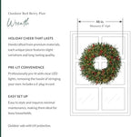 Balsam Hill Outdoor Red Berry Pine Christmas Wreath - Fresh Traditional Front Door Wreath with Natural Elements with LED Clear Lights, Plug-in, 48" - Image 3