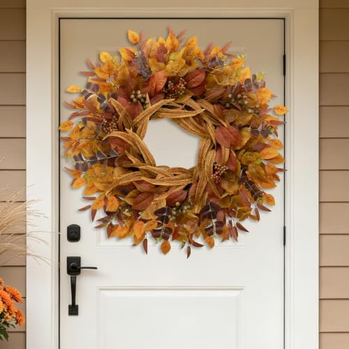 26 Inch Fall Wreaths for Front Door Eucalyptus Berry Wreath - Image 3