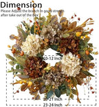 WANNA-CUL 24 Inch Fall Wreaths for Front Door with Hydrangea,Mini Pumpkins - Image 3
