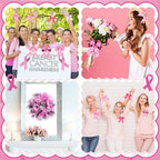 10 Pcs Breast Cancer Awareness Ribbon Mesh Ribbon Wired Ribbons - Image 6