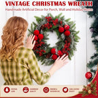 20inch Christmas Wreath, Velvet Balls Berries and Pinecones - Image 3