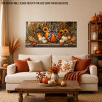 WAXWHELK Pumpkin Fall Canvas Wall Art, Lanterns Sunflowers and Gingham Bow Rustic Farmhouse Painting Pictures, Pumpkin Autumn Thanksgiving Artwork Decor for Bedroom Living Room (20"x40") - Image 2