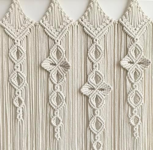 Achart Macrame Wall Hanging Large- Boho Wall Decor- large wall art- Wall Decor Living Room- Macrame Tapestry Boho Decor for Bedroom (Beige-Flower) - Image 2
