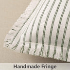 ZWJD Throw Pillow Covers 18x18 Set of 2 Striped Pillow Covers with Fringe Chic Cotton Decorative Pillows Square Cushion Covers for Sofa Couch Bed Living Room Farmhouse Decor (Olive Green) - Image 6