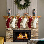 Pack 6,18" Unique Burgundy and Ivory White Knit Christmas Stockings Style3 - Image 2